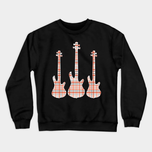 Red Black Plaid Matching Christmas Pattern Bass Player Crewneck Sweatshirt by jodotodesign